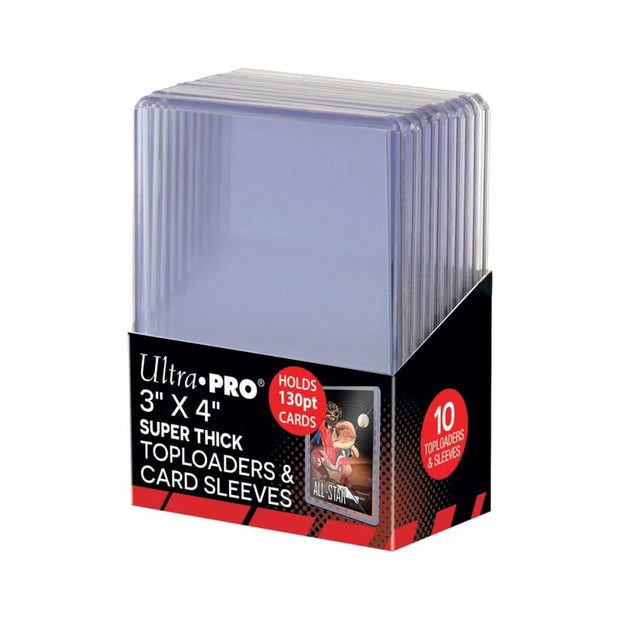 130PT (10) ULTRA PRO - TOPLOADER - 3" x 4" Super Thick w Thick Card Sleeves